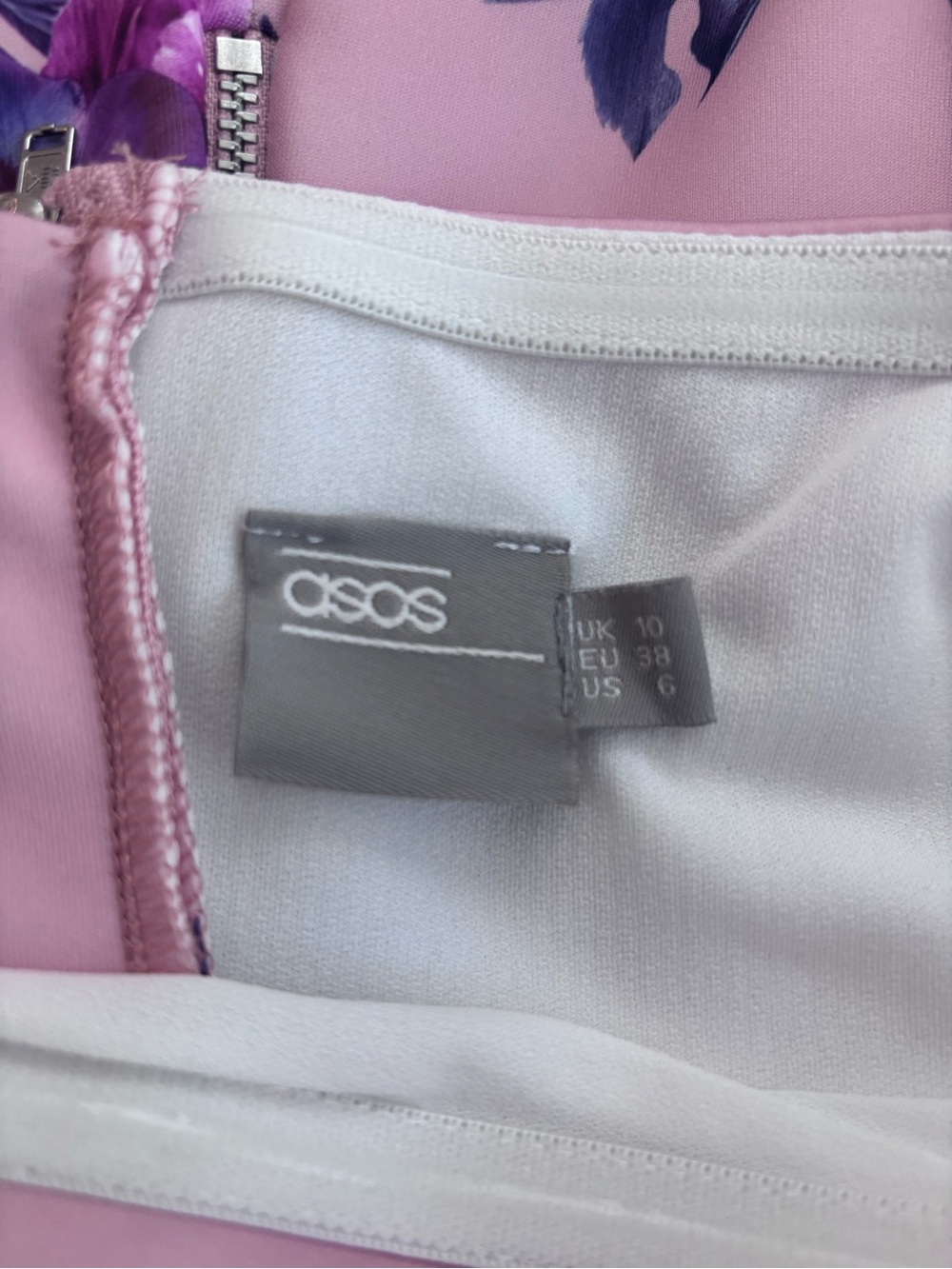 ASOS Floral Strapless Fold-Over Midi Bodycon Dress Pink Size 6 - Picture 8 of 10